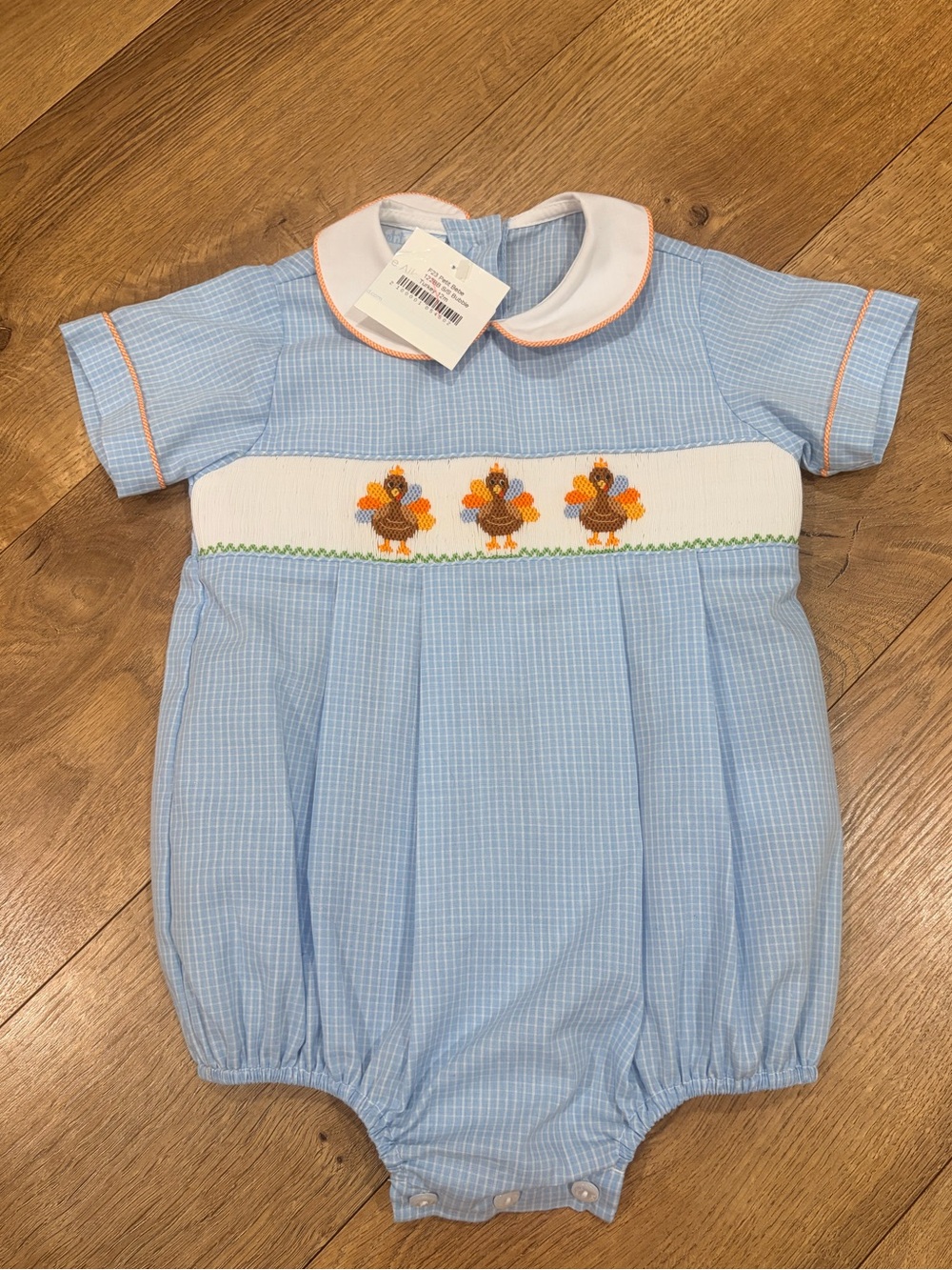 NWT Petite Bebe smocked Thanksgiving Turkey SS bubble